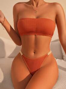 Set de lencería bandeau liso - Rosa Roja - Ver 1