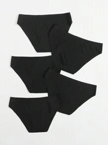 5 条装无缝内裤套装 黑色内衣黑色内裤 - 黑色 - 查看 2