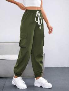 SHEIN Unity 女士長褲 - 軍綠色 - 查看 4