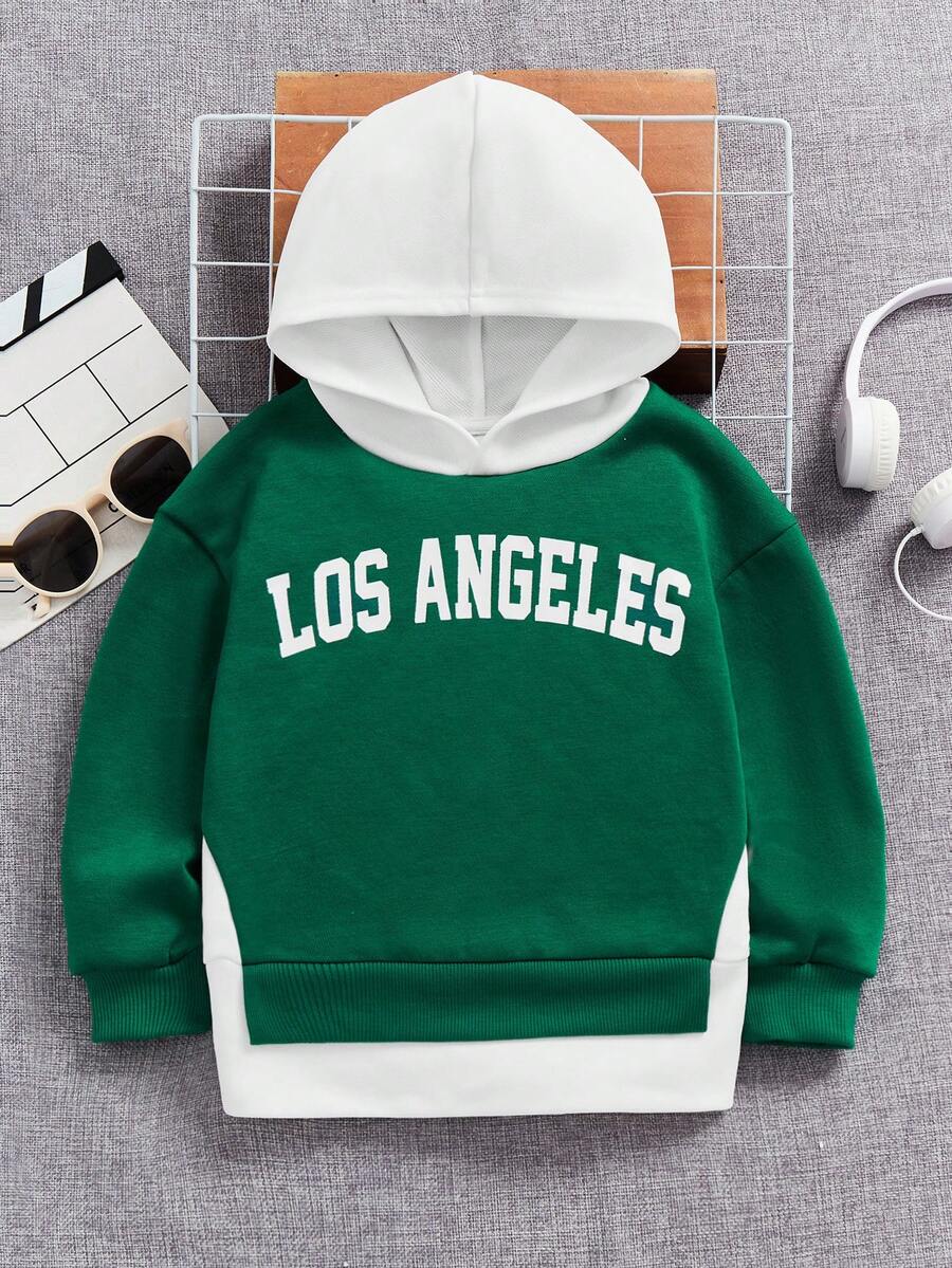 SHEIN 男童字母图案撞色卫衣 - 彩色 - 查看 1