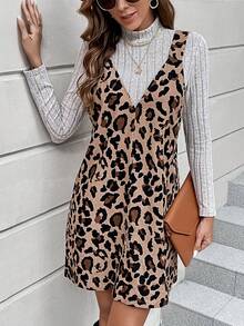 SHEIN LUNE In hoa Báo Đầm Tổng thể & Áo thun - Màu Khaki - Xem 6