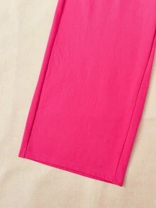 SHEIN EZwear 大碼印花腰部抽繩衛褲 - 玫紅色 - 查看 3