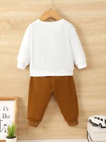 Baby Boy Slogan Graphic Sweatshirt & Sweatpants - Multicolor - View 2