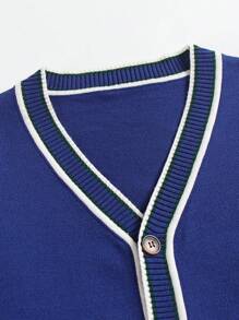 Teen Boy Contrast Trim Button Front Cardigan