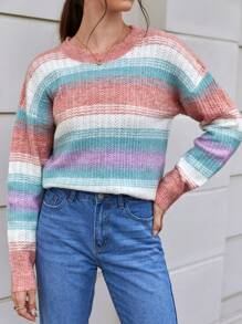 Chiquease Farbblockpullover mit Dropped Shoulder für Herbst und Winter - Verschiedenfarbig - Übersicht 4