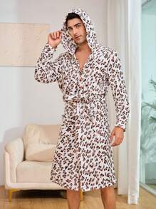Hombres Bata con cinturón con estampado de leopardo - Multicolor - Ver 6