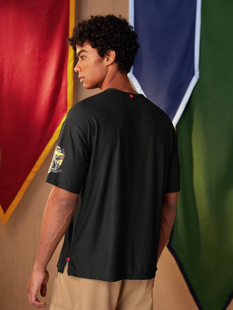 Boyfriend Style Men Letter Graphic Sports Tee Workout Tops