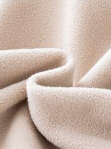 SHEIN Tween Girl 1pc Letter Embroidery Hooded Fleece Jacket - Apricot - View 3