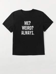 Flirla Plus Letter Graphic Tee Graphic Tees Women Tops - Black - View 2