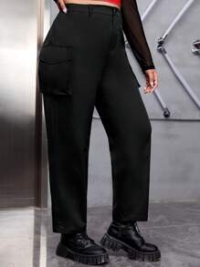 SHEIN EZwear Quần Plus Size - màu đen - Xem 3