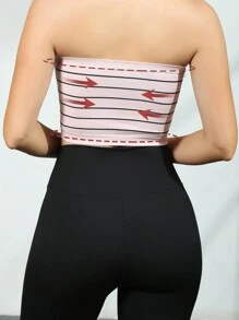 Striped Print Tube Top - Baby Pink - View 2