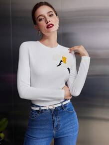 MOTF PREMIUM 花朵刺繡上衣 - 白色 - 查看 6