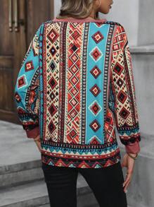 EMERY ROSE Sweatshirt mit Geo Muster, Drop Shoulder