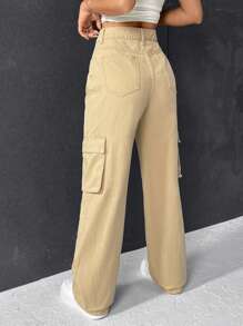 SHEIN Frenchy Flap Pocket Cargo Jeans - Blue - View 2