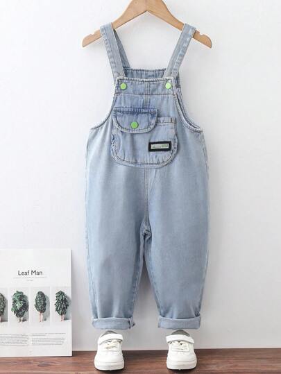 طقم سروال وجمبسويت جينز كيوت بطراز مُرَقَّط أزرق فاتح مناسب للأطفال الصغار