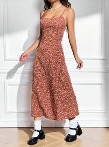 SHEIN EZwear Ditsy Floral Print Cami Dress