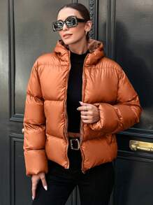 RueChic Abrigo acolchado con cremallera - Amarillo Mostaza - Ver 1