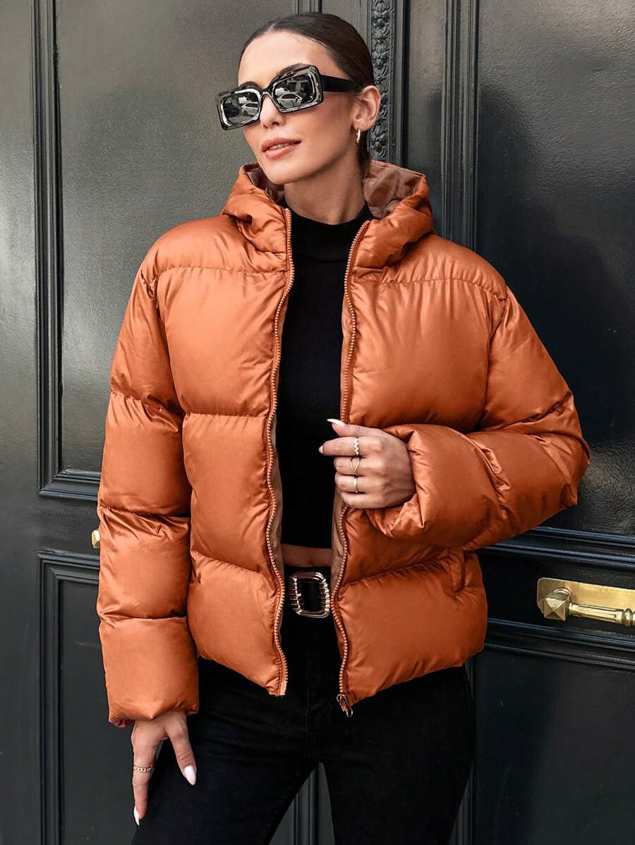 RueChic Abrigo acolchado con cremallera - Amarillo Mostaza - Ver 1