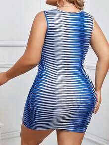 Celure Talla grande Vestido tank con estampado geométrico - Azul - Ver 2