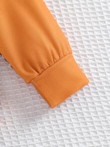 SHEIN 女童豹纹卡通图案插肩袖卫衣 - 咖啡棕 - 查看 7