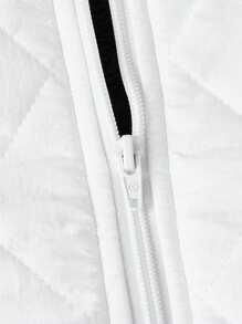 Manfinity BRENVOR 宽松男士拉链长袖休闲绗缝大衣，适合秋冬 - 白色 - 查看 4