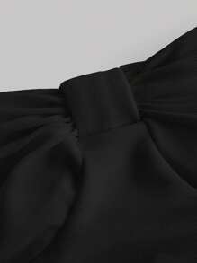 SHEIN MOD Off Shoulder Ruched Bustier Crop Top - Black - View 4