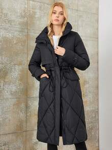 女士棉服外套 - 黑色 - 查看 3