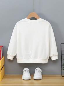 Chàng trai trẻ Phim hoạt hình vá Thả vai Áo nỉ - trắng - Xem 2