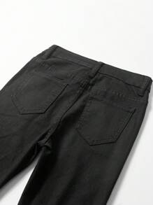 SHEIN Tween Girls Ripped Flare Leg Jeans - Black - View 4