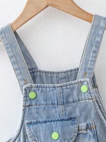 Young Boy Pale Blue Washed Cute Style Fashion Versatile Denim Bib Overalls And Jumpsuits