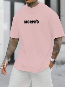 Manfinity 男士寬鬆字母印花圖案t卹 - 粉色 - 查看 1