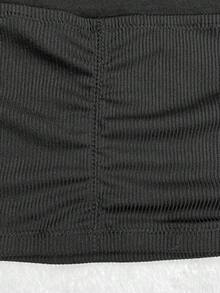 حمالة صدر هالتر عارية الظهر بتصميم مضلع عادي - الأسود - مشاهدة 5