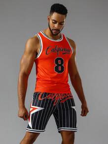 Manfinity Sport Corelite Bộ đồ thể thao họa tiết sọc & chữ cái cho nam, Bộ đồ thể thao, Bộ đồ thể thao - Nhiều màu - Xem 7