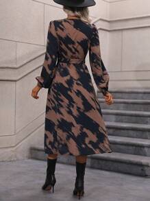 EMERY ROSE Allover Print Knot Side Wrap Dress Maxi Women Outfit Fall Cloth For Women - Multicolor - View 2