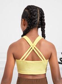 SHEIN Tween Girl Solid Crop Sports Tee & Leggings - Multicolor - View 4