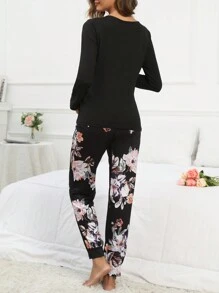SHEIN Set pigiama/Pigiama per gestanti con stampa floreale e tasche