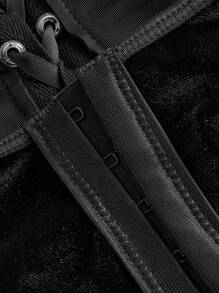 ROMWE Goth Plus Lace Up Front Cami Top - Black - View 4