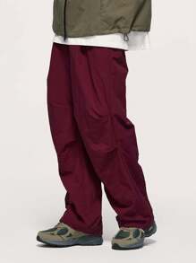 INFLATION Men Solid Slant Pocket Wide Leg Pants - Burgundy - View 1