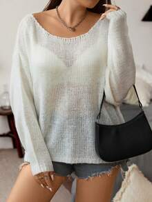 Flirla 大碼套頭毛衣 - 白色 - 查看 5