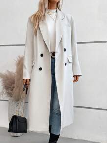 SHEIN LUNE Mantel mit Revers, doppelten Knopfleisten, Klappe Detail