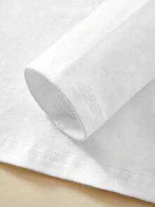 男童休閒卡通圖案長袖圓領上衣,適合秋季穿著 - 白色 - 查看 3