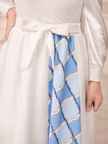 SHEIN Cô gái Tween In Thắt lưng Váy - trắng - Xem 5