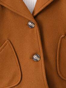 Baby Boy Dual Pocket Single Breasted Overcoat Without Sweater - Coffee Brown - View 5