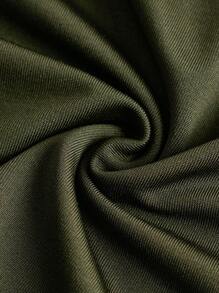 SHEIN Teen Girl Star Print Scoop Neck Tee - Army Green - View 4