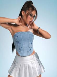 SHEIN ICON Top bandeau unicolor mezclilla