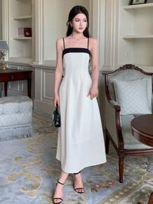 DAZY Contrast Trim Cami Homecoming Dress Prom Dress Sundress,Formal Women Dresses Elegant Women Dresses - White - View 5