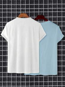 Manfinity 男士2入組素色圓領T恤 - 藍色 - 查看 2