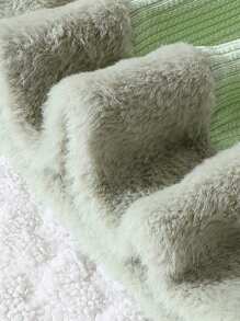 SHEIN Tween Girl Borg Collar Zip Up Jacket & Skirt - Mint Green - View 4