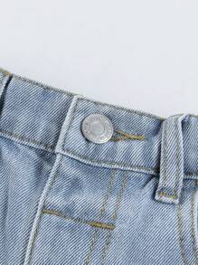 SHEIN Explorewe 女童（小）牛仔褲 - 中等水洗藍 - 查看 3