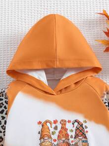 SHEIN 女童豹纹卡通图案插肩袖卫衣 - 咖啡棕 - 查看 3